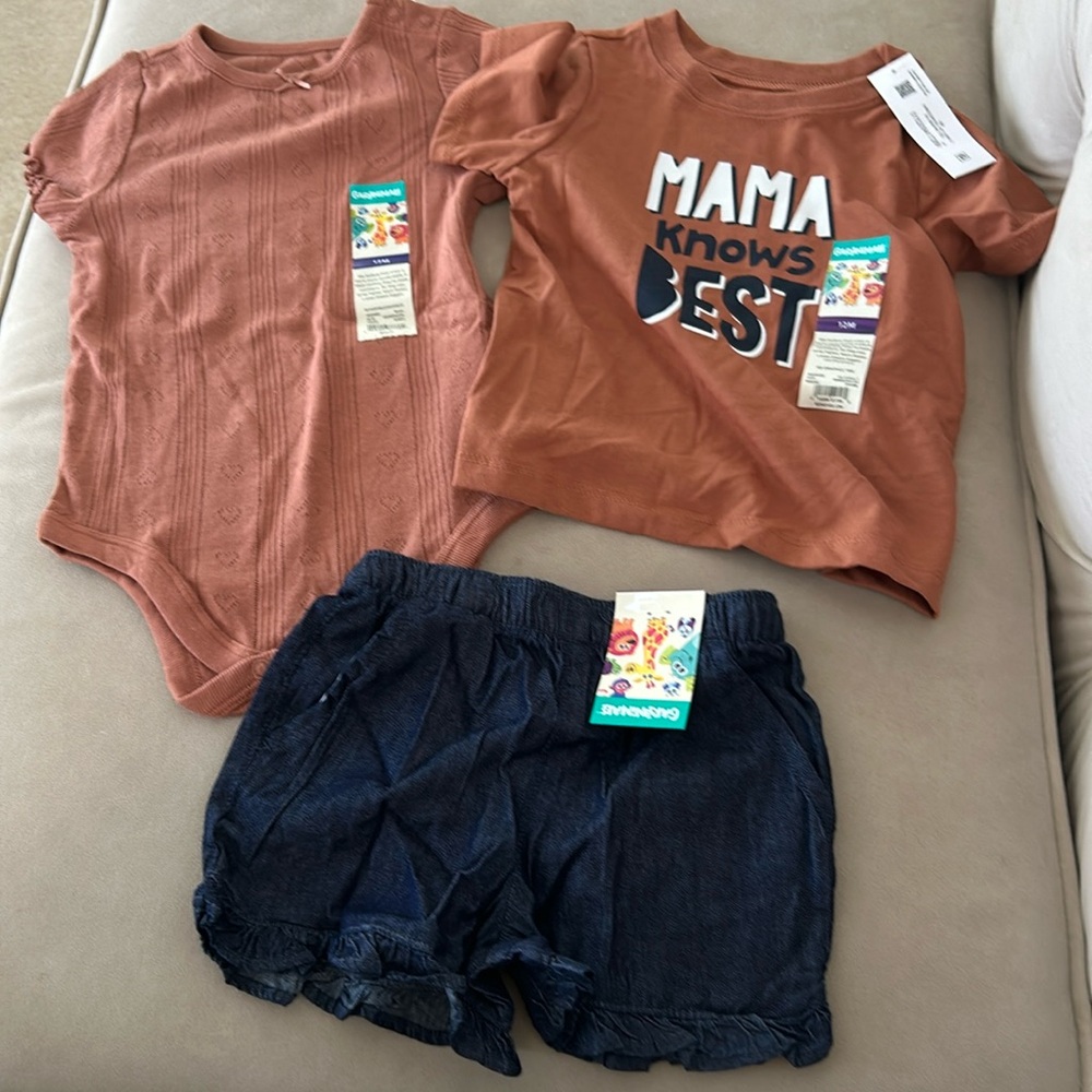 12 month girls matching mama Mother’s Day twin onesie tshirt top shorts new nwt